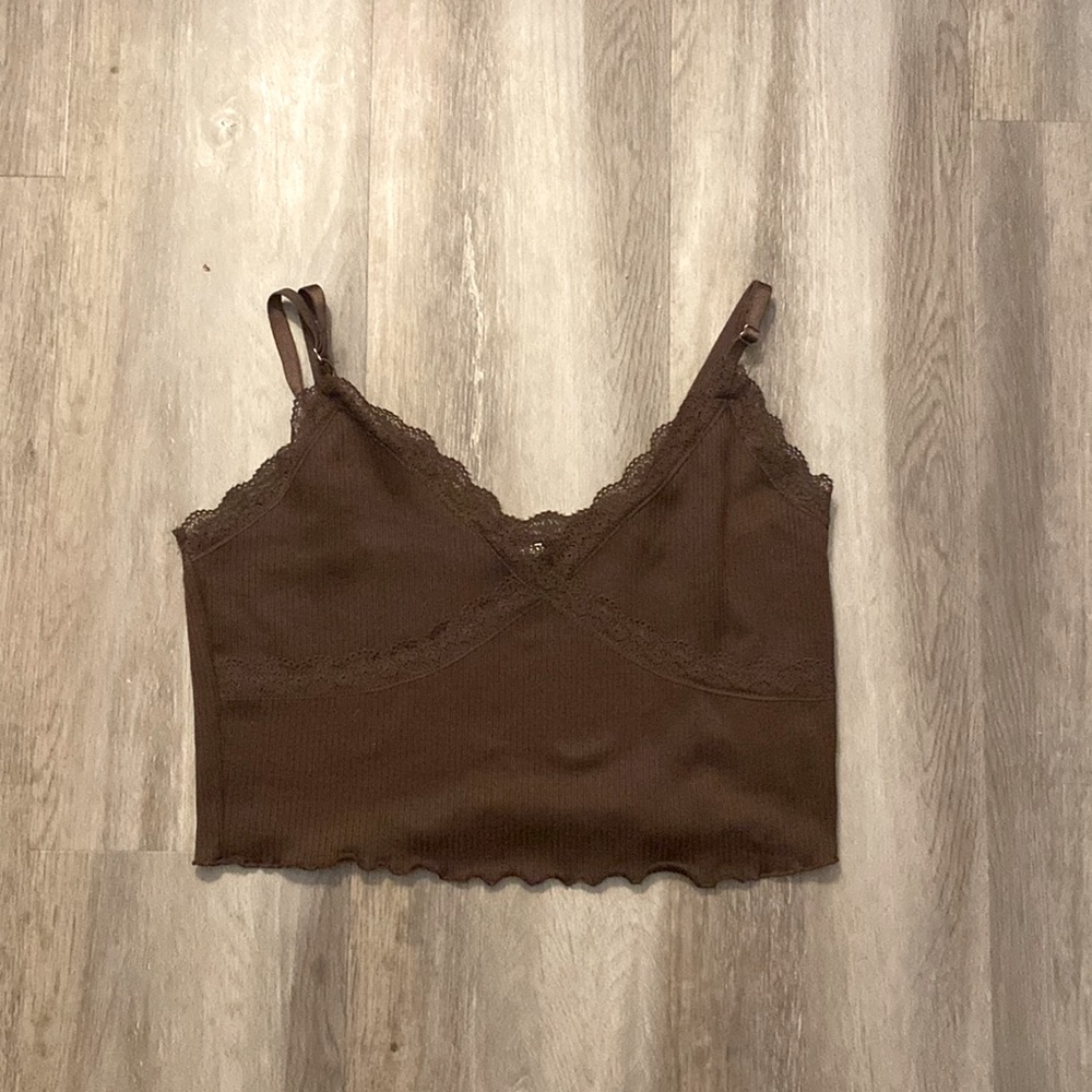 Brown crop thank top-H&M